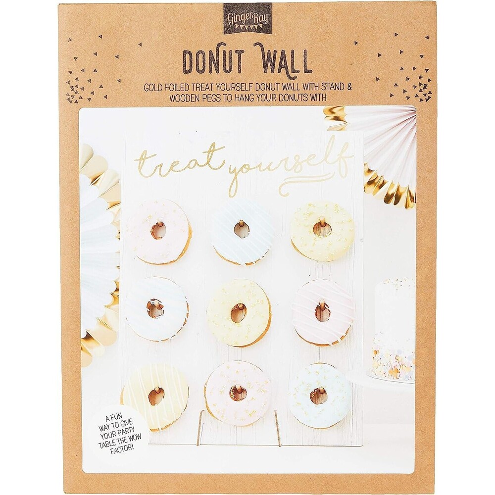 New Sealed~Gold Foiled Treat Yourself Donut Wall Party Display Fits 9 Doughnuts